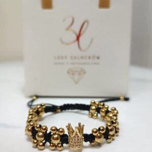 Pulsera tejidas con balines laminados en oro 18k