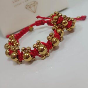 Pulsera unisex con balines  laminado en oro 18k