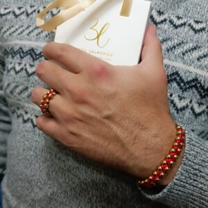 pulsera con balines laminados en oro 18k