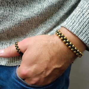 PULSERA CON BALINES LAMINADOS EN ORO 18K