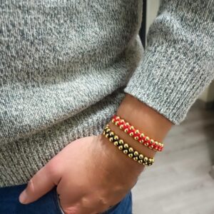 Pulseras Tejidas Con Hilo Y Balines laminados en oro 18k