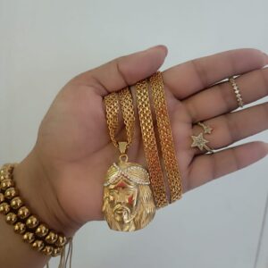 Cadena tejido Chino laminada en Oro 18k