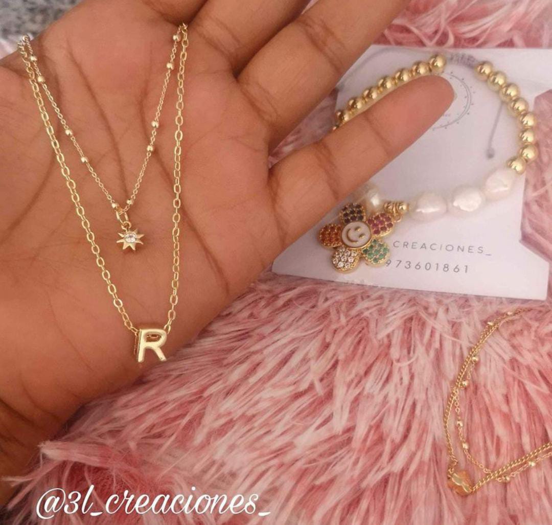 Cadena Doble Con Baño de Oro 14k