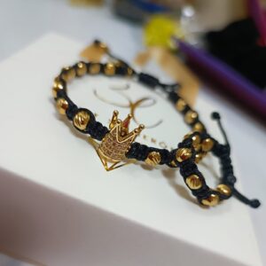 PULSERA CON BALINES LAMINADOS EN ORO 18K