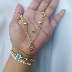Set de Cadena Doble con Baño de Oro 18k